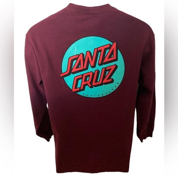 SANTA CRUZ Skateboards Maroon Long Sleeve Tee Shirt Men M Medium - Picture 1 of 7